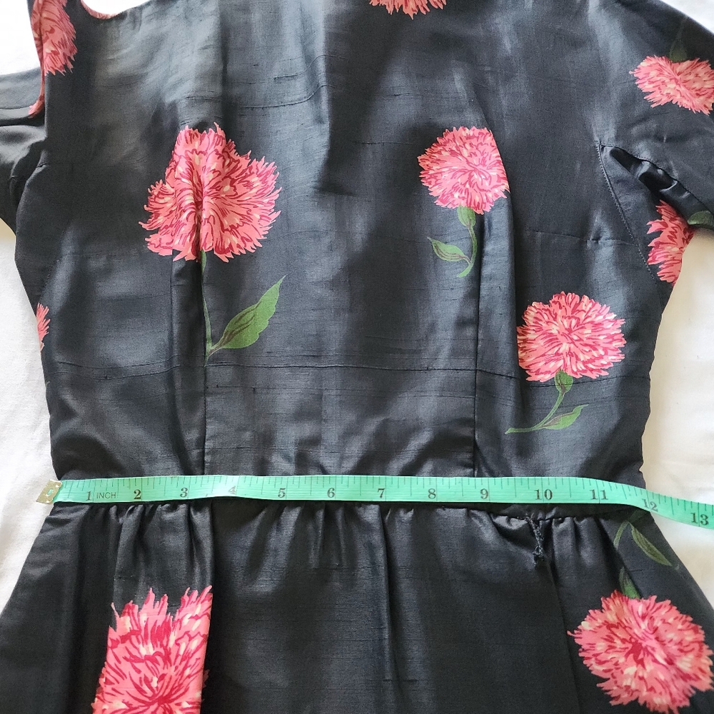 Vintage Silk Black Floral Print Dress Fashioned by Martha Clyde New York - Picture 8 of 10